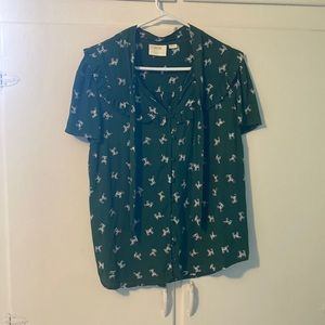 Maeve by Anthropology Dog Print Blouse